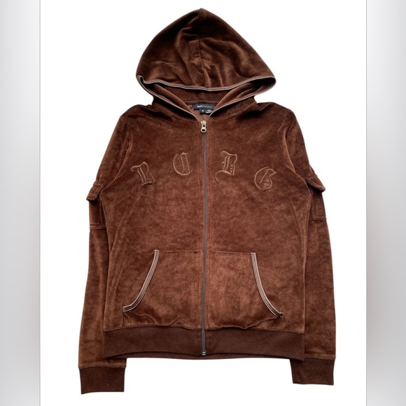 BCBGMaxAzria Brown Boxy Hoodie velour with Relaxed Fit - Picture 1 of 6